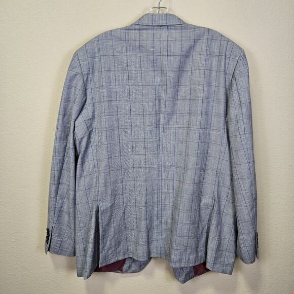 Charles Tyrwhitt Windowpane Unstructured Blazer Mens 46R Linen Sport Coat Plaid - Picture 4 of 16